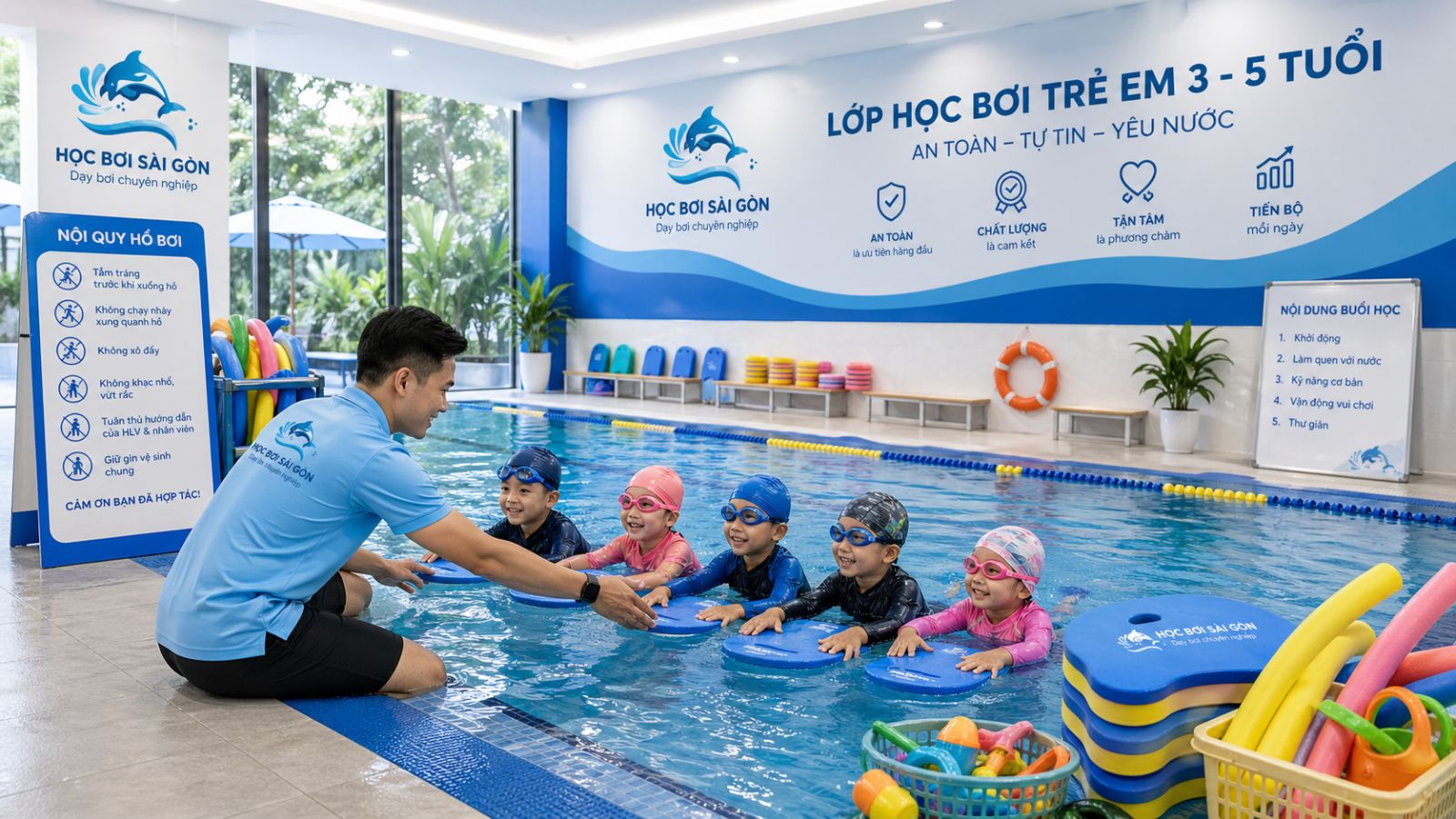 Khóa học bơi trẻ em 3-5 tuổi tại Học Bơi Sài Gòn