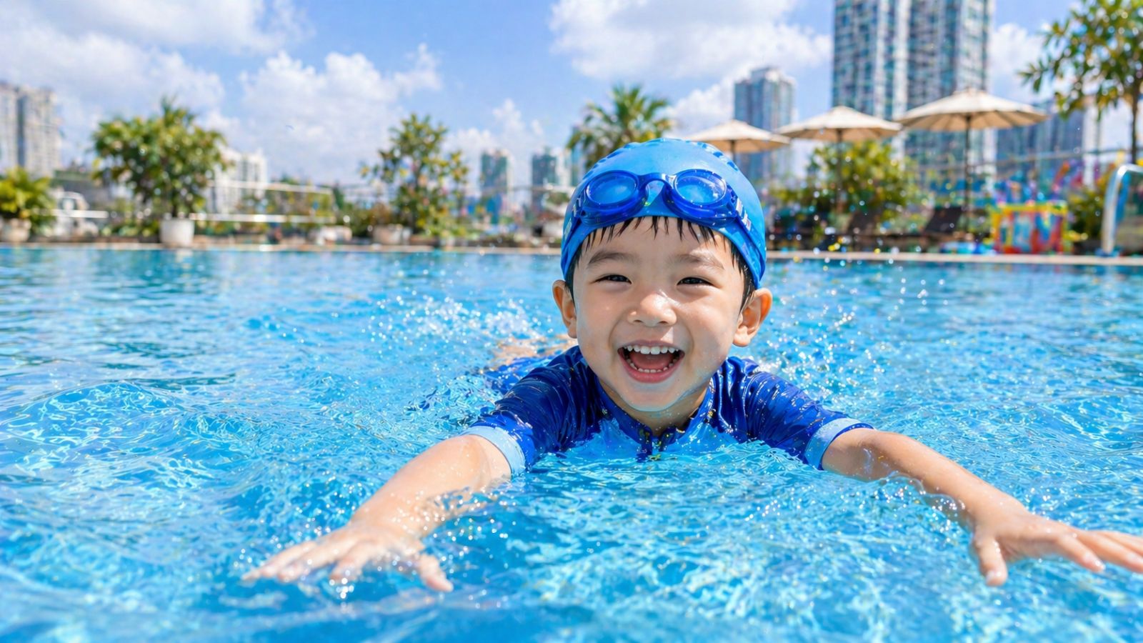 Trẻ tự tin và bản lĩnh thỏa sức khi bơi